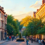 Experience Bloomsbury's historic charm through vibrant streets filled with life and greenery.