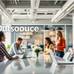 Showcasing how outsourcing enhances team collaboration in a modern workplace.