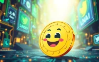 Engaging depiction of the Lindy meme coin in a vibrant crypto environment.