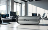 TPower power supply unit showcased in a modern office, emphasizing its design and functionality.