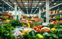 Visual of thriving shipping cost solutions at a grocery store, highlighting efficient delivery processes and fresh products.