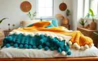 Explore Moroccan pompom blankets from https://labboho.com/collections/pompom-blanket, showcasing vibrant colors and textures.