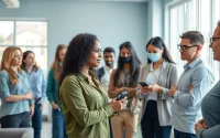 Showcase employee drug impairment testing in a modern office setting with a focus on safety.