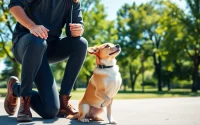 Engaging dog training session showcasing Dog Training Irvine methods with a focused dog and owner.