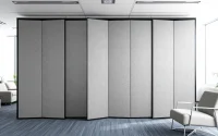 Showcasing a folding partition wall enhancing a modern office's versatile workspace.