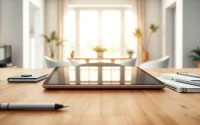 Buy iPad Pro displayed prominently on a stylish desk with creative tools, showcasing its features.