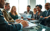 Nvq level 7 strategic management answers discussed in a professional business meeting setting.