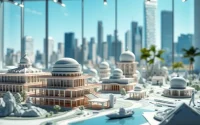 Engaging 3D Model Visualizations showcasing intricate architectural designs in a dynamic setting.