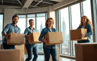 Best movers NYC helping clients with a smooth moving experience in a bright apartment.