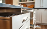 Showcasing a Metal Drawer System with smooth metal finishes and organizational elements in action.