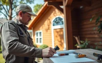 Inspecting Termite treatments in a residential home with a pest control expert.