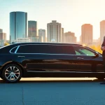 Experience luxury car service Vancouver with a chauffeur beside an elegant black limousine in the city.