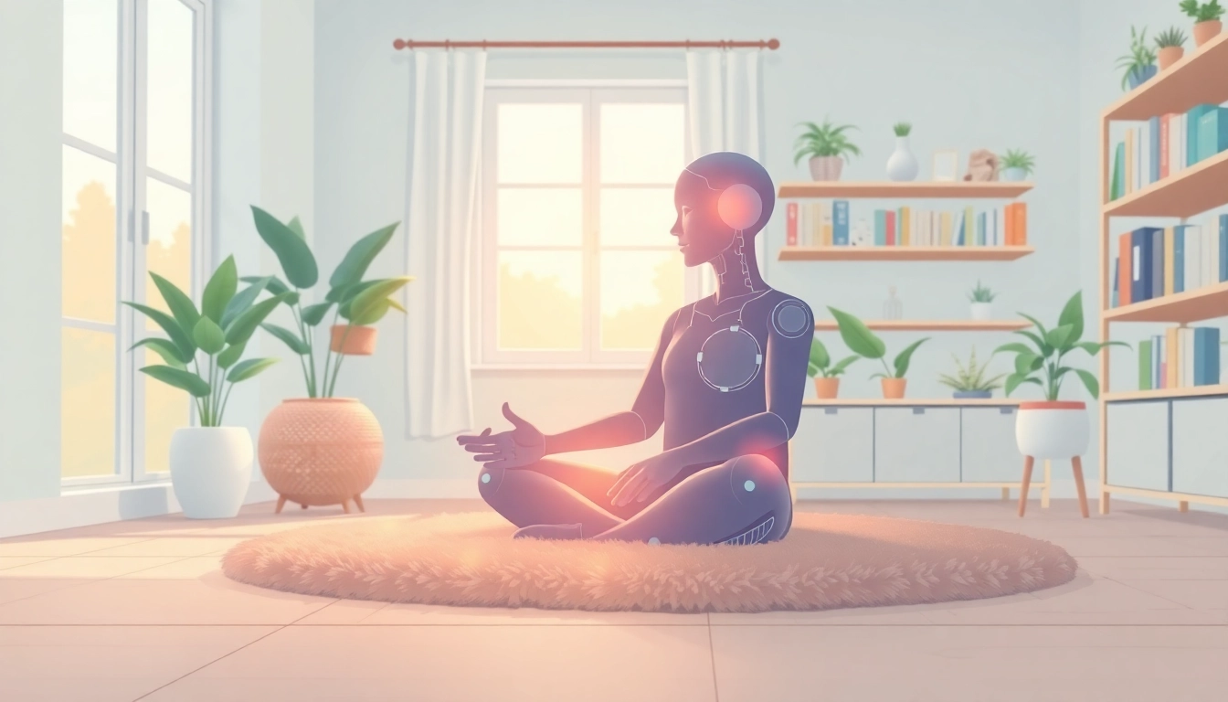 Engaging AI friend chat interface in a cozy, inviting setting, promoting companionship.