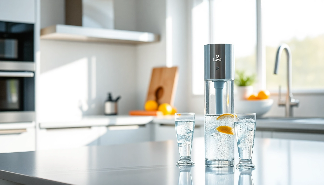 Lava Pure co to jest - Filtration system showcasing clean drinking water in a modern kitchen setup.