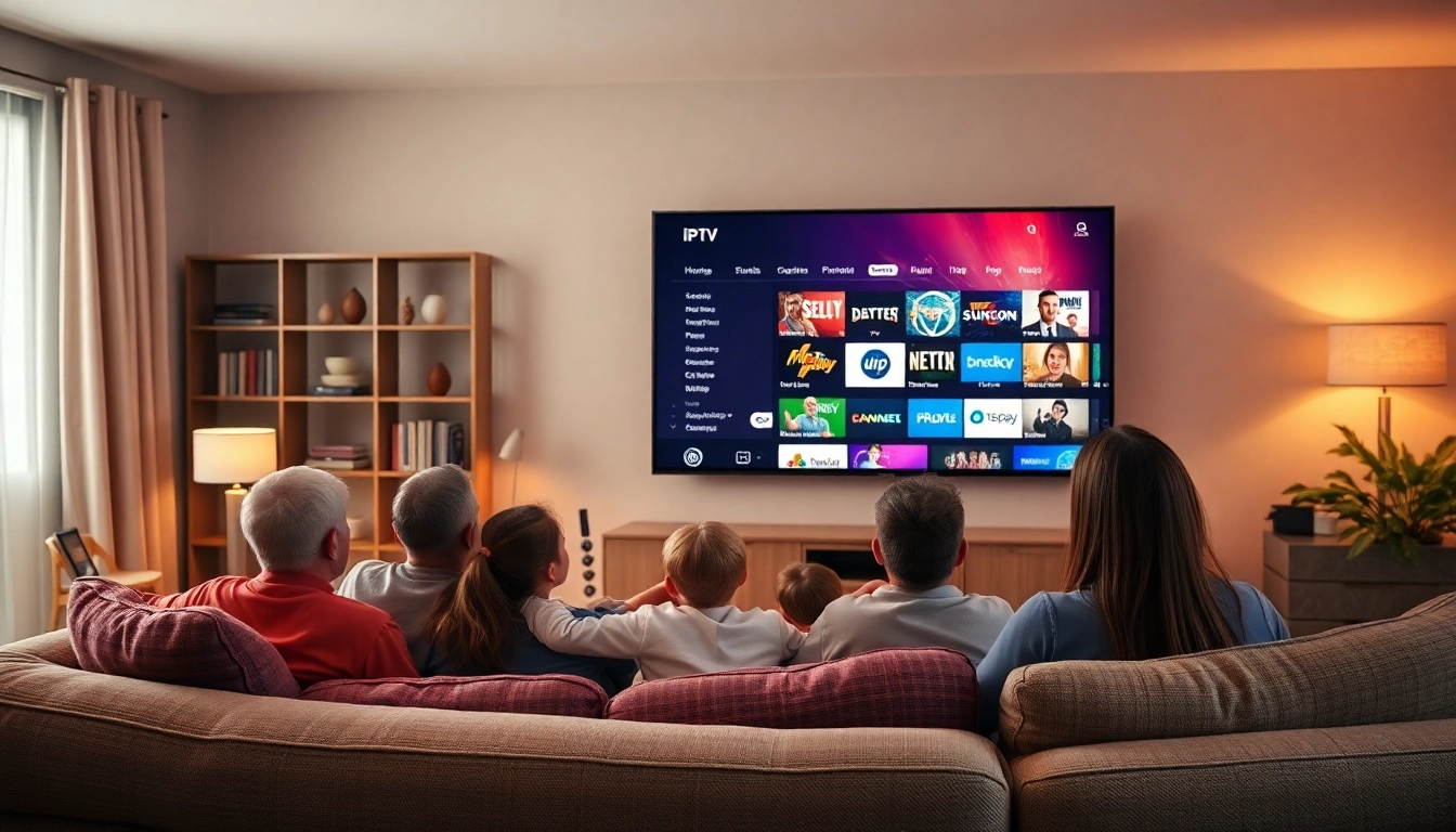 Compra Listas IPTV en un entorno acogedor con una familia disfrutando de la televisión en vivo.