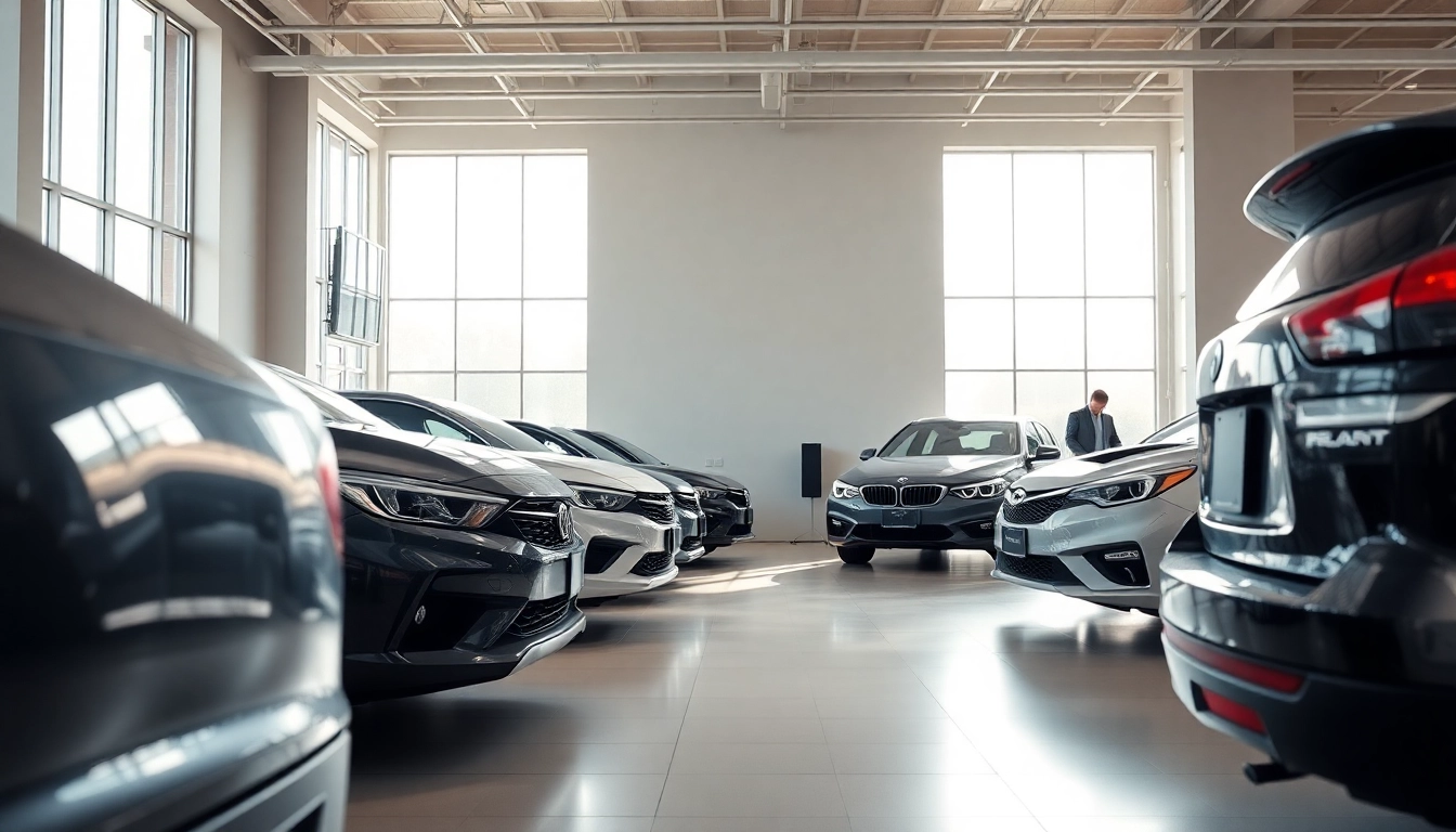 Skup samochodów powypadkowych Śląsk – damaged vehicles showcased in a professional dealership.
